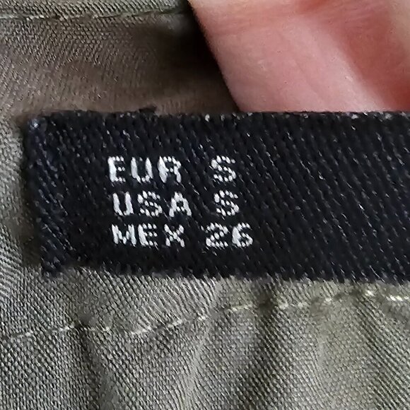 Zara Basic Olive Green Pants Straight Leg Cropped S - Picture 8 of 11